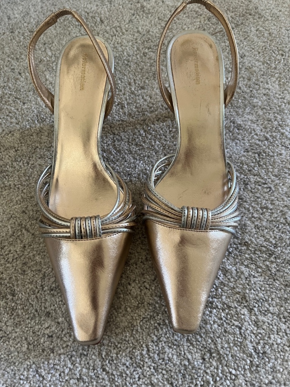 Reformation Metallic Gold Slingback Heels